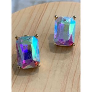 Opal Stone Crystal Stud Earrings
